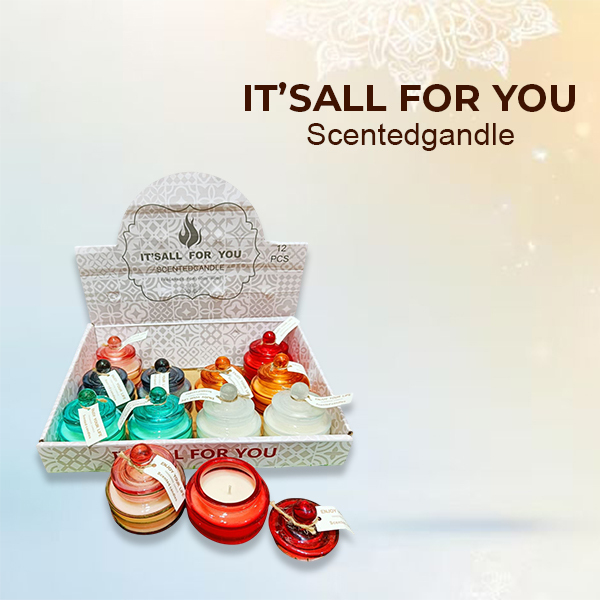 Premium Colourful Glass Jar Arom Candle (12 Piece Box)